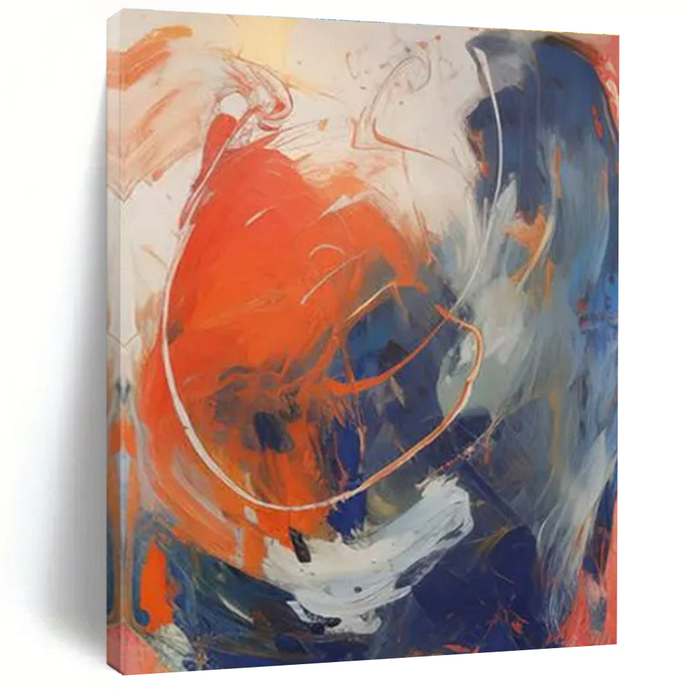 Orange - Blue - White Swirl Art for Energetic Game Room & Creative Studio LargeART0843