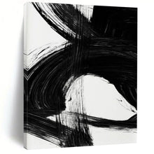 Load image into Gallery viewer, Intense Black Ink Crescendos – Dramatic Black Brushstrokes on White Abstract DTP196
