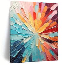 Load image into Gallery viewer, “Rainbow Petal Burst” – Textured Floral Oil Painting with Radiating Colors DTP288
