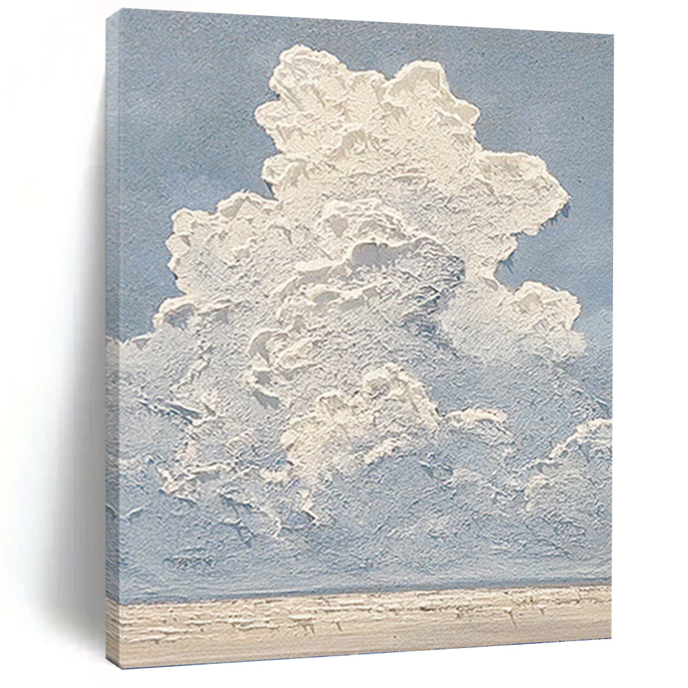 “Textured Cloudscape” - Blue, White Abstract Sky Art on Canvas DKH1142