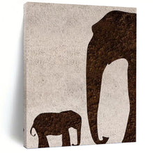Load image into Gallery viewer, “Elephant Silhouette Textured Art” - Brown, White Abstract Art on Canvas DKH1329
