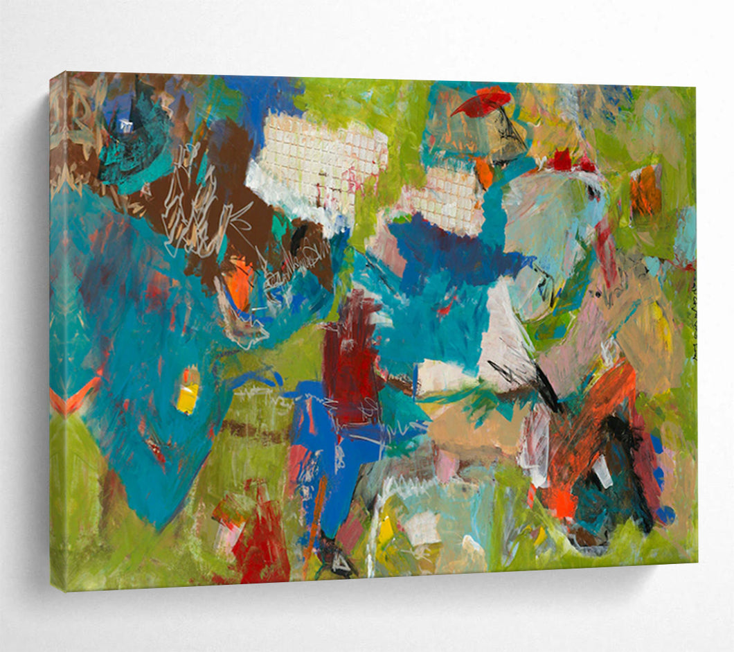 “Green and Blue Abstract Energy” - Dynamic Abstract Acrylic, Great for Fitness Studio and Living Room DLZ237