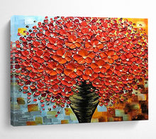 Load image into Gallery viewer, “Red Blossom Abundance” - Textured Floral Abstract Acrylic, Fits Entryway and Dining Room DLZ226
