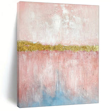 Load image into Gallery viewer, Pink &amp; Gold Strip Abstract Painting, Perfect for Elegant Bedroom &amp; Glamorous Dressing Room LargeART1884
