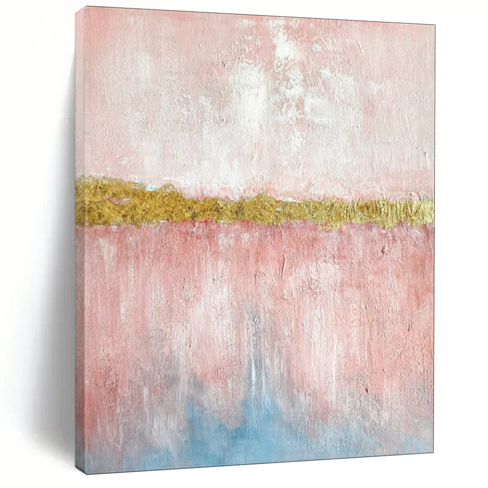 Pink & Gold Strip Abstract Painting, Perfect for Elegant Bedroom & Glamorous Dressing Room LargeART1884