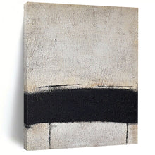 Load image into Gallery viewer, “Black Divide” – Stark black band across textured gray - white canvas DTP353
