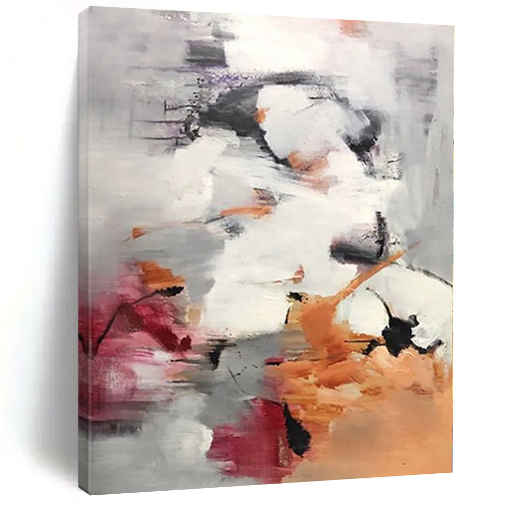 Massive Gray - Orange Abstract Fusion Acrylic for Art - Loving Lounge LargeART0300