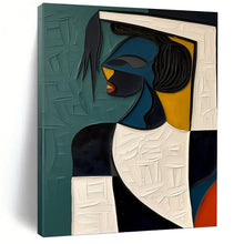 Load image into Gallery viewer, “Cubist Woman with Textured Background” - Abstract Figurative Art on Canvas DKH1467
