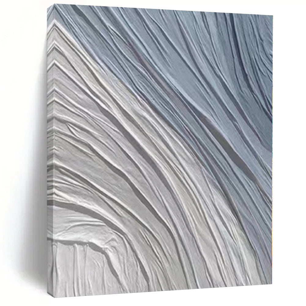 Grand Blue - Gray Wrinkled Textured Abstract Acrylic Decor for Spa & Waiting Room LargeART0387