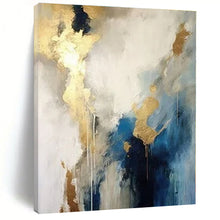 Load image into Gallery viewer, Blue and Gold Abstract Flow Canvas Painting, Suited for Contemporary Bedroom &amp; Sophisticated Office LargeART1240
