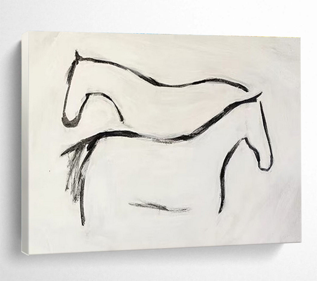 Minimalist Horse Silhouette Painting on Canvas - “Elegant Equines” DKH751
