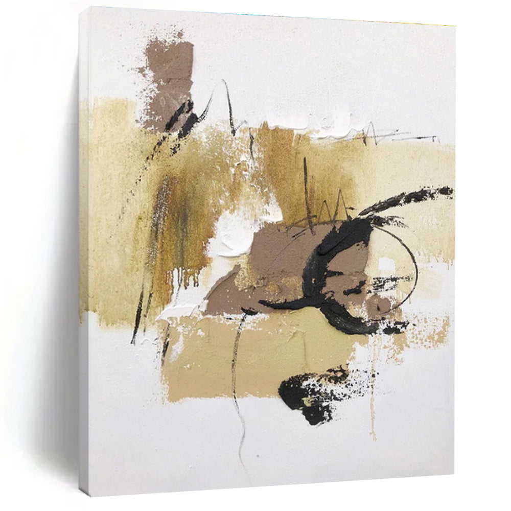 Custom Large - Scale Beige - Black Expressive Abstract Art - Perfect for Minimalist Home Office & Art - Centric Café LargeART0797