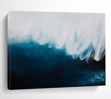 Load image into Gallery viewer, Blue &amp; White Wave Abstract - Coastal Living Room Art LargeART1498
