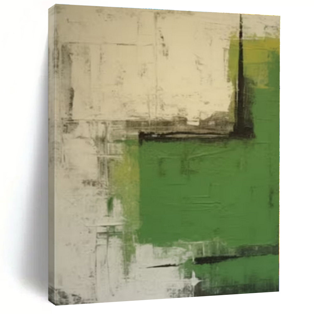 Green & Gray Abstract Canvas Painting, Great for Bohemian - Chic Bedroom & Nature - Inspired Study LargeART1297