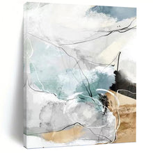 Load image into Gallery viewer, “Soft Line and Color Abstract” - Blue, Grey, White Abstract Art on Canvas DKH1337
