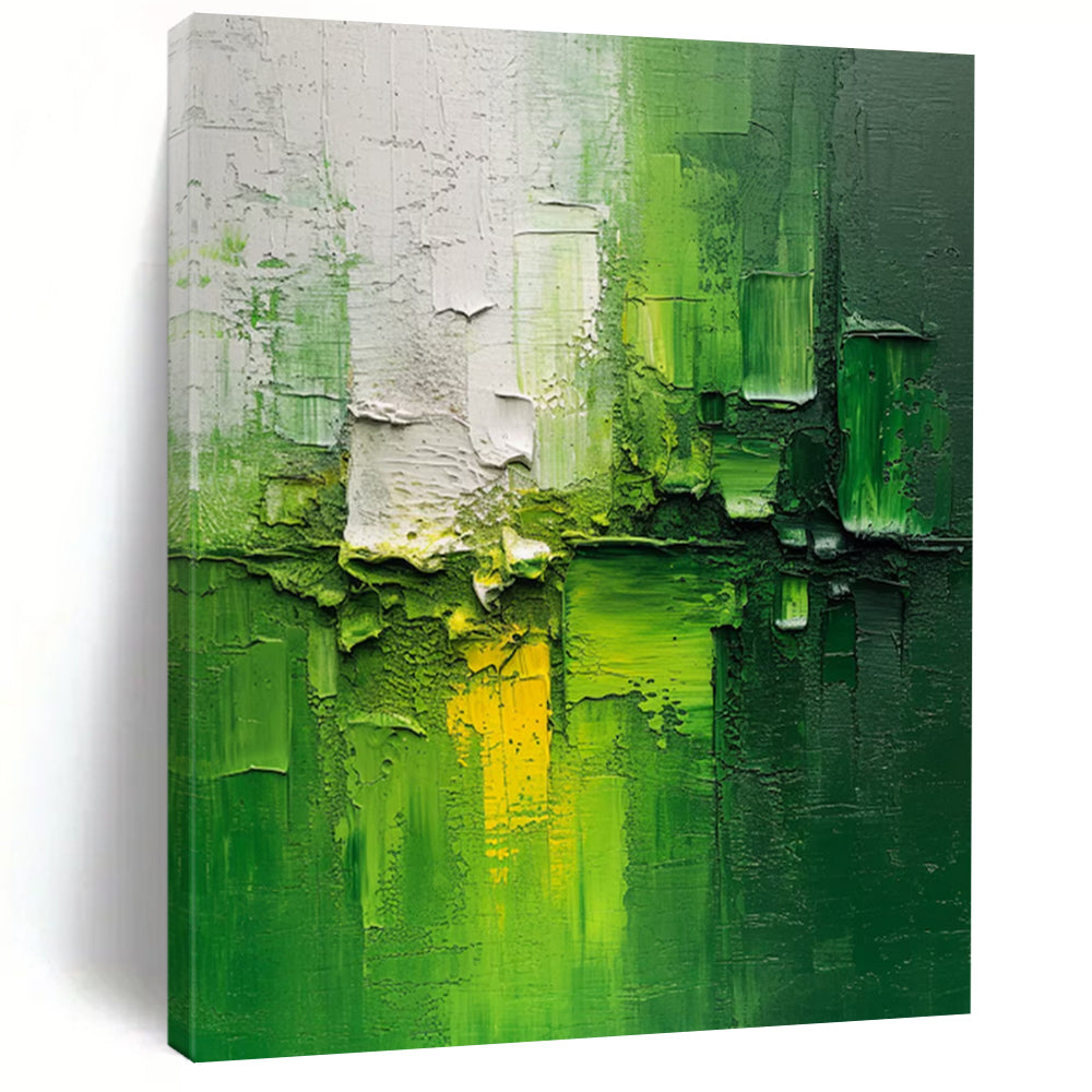 “Textured Green Abstraction” - Expressionistic Abstract Acrylic, Suits Contemporary Bedroom and Art Studio DTP003