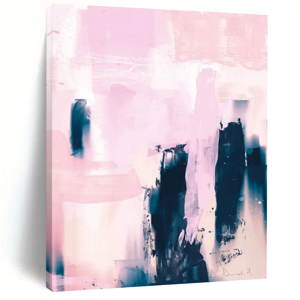“Blush Silhouettes” - Soft pinks, dark blue, abstract shapes, dreamy mood DTP179