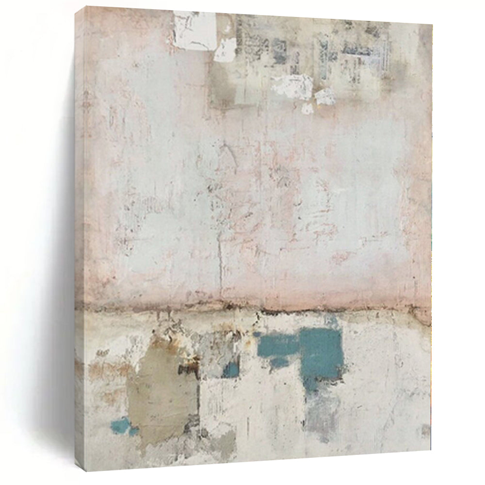 Hand - painted Large - sized Pastel - Toned Abstract Collage Acrylic Art for Feminine Bedrooms LargeART0109