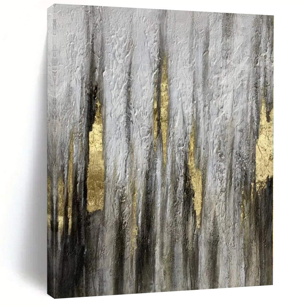 Enormous Gray and Gold Textured Abstract Acrylic for Industrial - Style Home Office & Glamorous Entryway LargeART0321