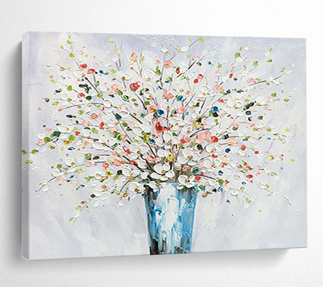 “Vibrant Floral Bouquet” - Abstract Acrylic of a Colorful Flower Vase, Great for Dining Room and Bathroom DLZ220