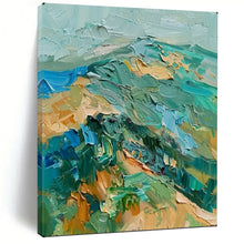 Load image into Gallery viewer, Green &amp; Blue Impasto Mountain Art, Ideal for Adventure - Inspired Office &amp; Cozy Cabin LargeART2120
