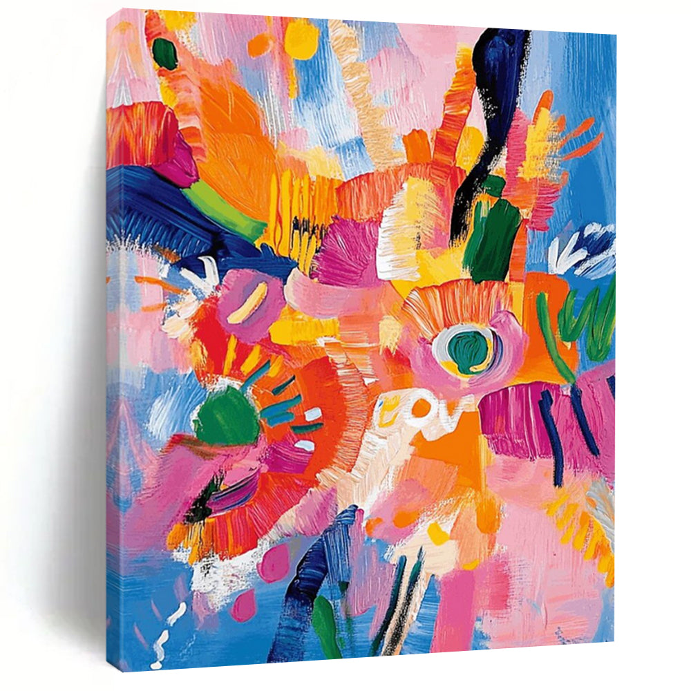 “Color Carnival Flowers” – Joyful Floral Acrylic Painting with Bold Strokes DTP287