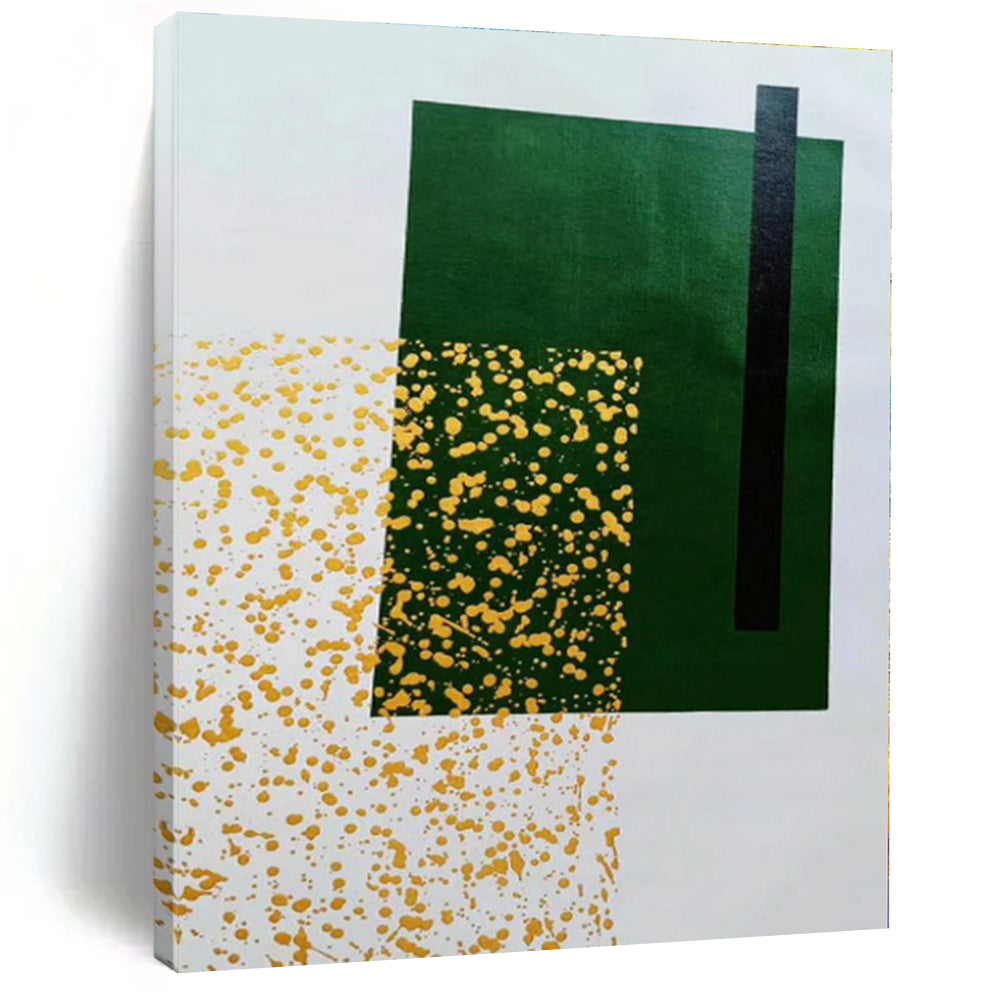 Oversized Green - Yellow Geometric Abstract Art for Garden Room & Modern Café LargeART0463