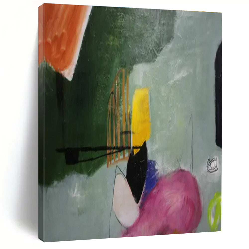 Color - Blocked Abstract Painting - Perfect for Eclectic Home Office & Bold Dining Area LargeART1405