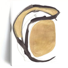 Load image into Gallery viewer, Golden Curves &amp; Dark Strokes – Abstract Mixed - Media with Bold Shapes DTP223
