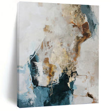 Load image into Gallery viewer, “Blue - Gold Abstract Harmony” Abstract Painting on Canvas, Coastal - Inspired Decor DKH1010
