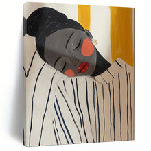Load image into Gallery viewer, Yellow - Black - White Abstract Serene Figure Art, Ideal for Peaceful Bedroom &amp; Calming Meditation Space LargeART2048
