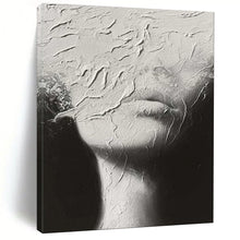 Load image into Gallery viewer, Textured Black - and - White Portrait Painting, Suited for Moody Bedroom &amp; Modern Art Studio LargeART1871
