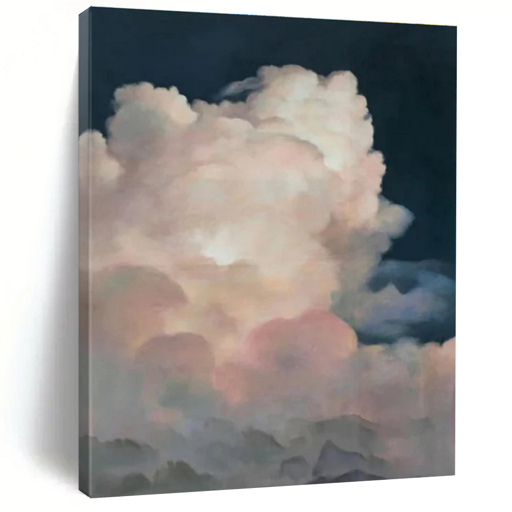 Pink Cloud Abstract Painting, Ideal for Dreamy Bedroom & Whimsical Café LargeART1423