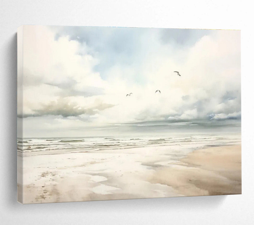 Seaside Landscape Abstract Painting for Coastal Home & Relaxing Bedroom DKH320