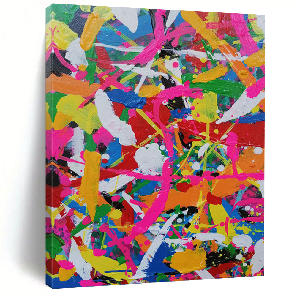 “Color Explosion Abstract Splatter” - Multicolor Abstract Art on Canvas DKH1277