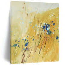 Load image into Gallery viewer, Golden Field with Blue Flowers Art – Ideal for Rustic Kitchen &amp; Cozy Reading Nook LargeART0707

