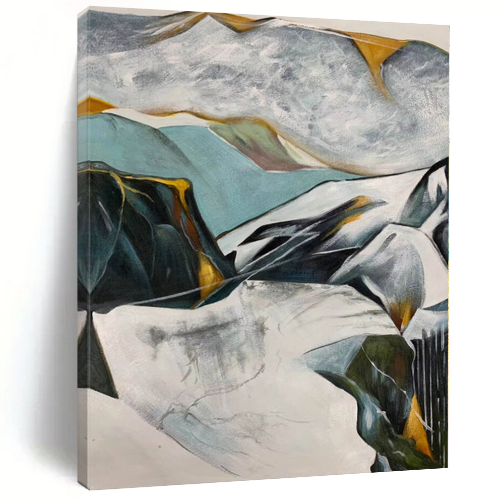 Large - Scale Abstract Mountain Range Acrylic for Nature - Inspired Living Room & Cozy Cabin Bedroom LargeART0314