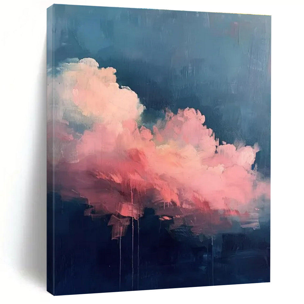 Pink & Blue Cloud Abstract Painting, Ideal for Bedroom & Relaxing Lounge LargeART1424