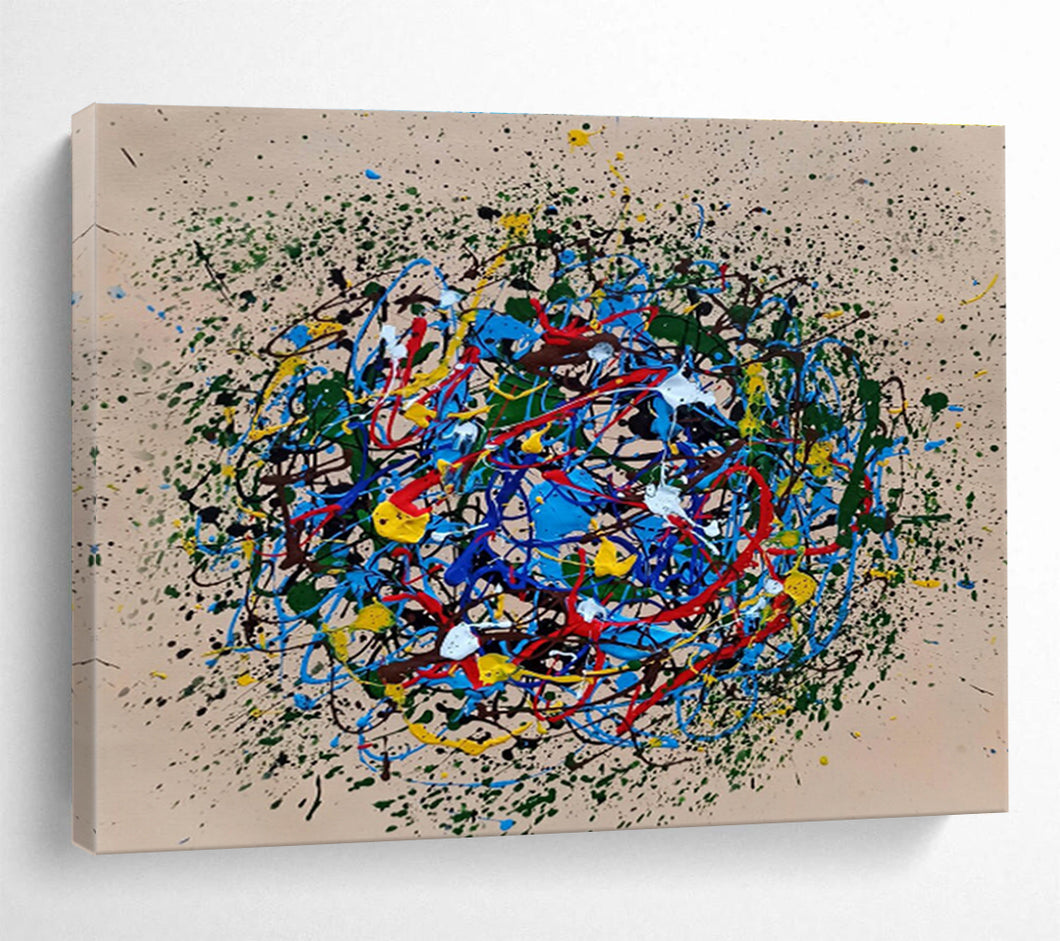 Colorful Circular Splatter Abstract Painting for Playful Kids’ Room & Art - Themed Lounge DKH304