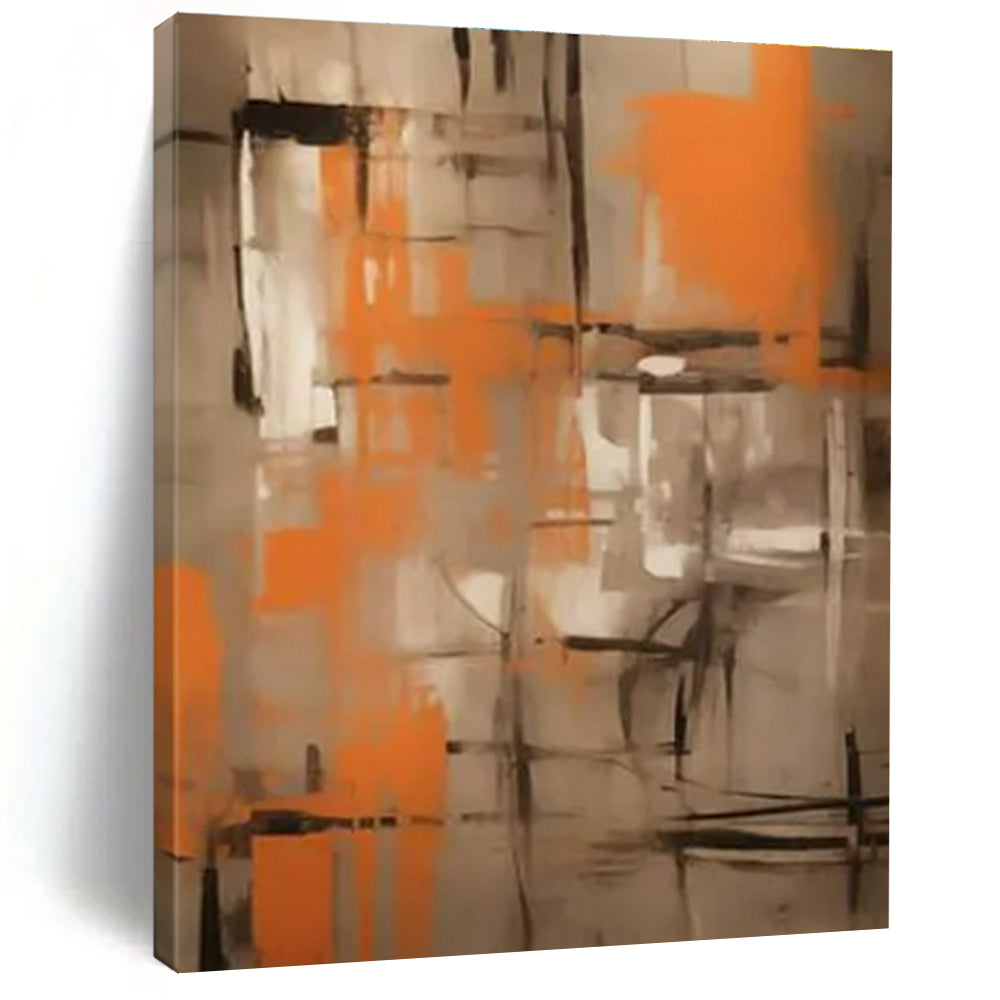 Orange - Gray Abstract Acrylic for Dining Room & Creative Studio LargeART0816