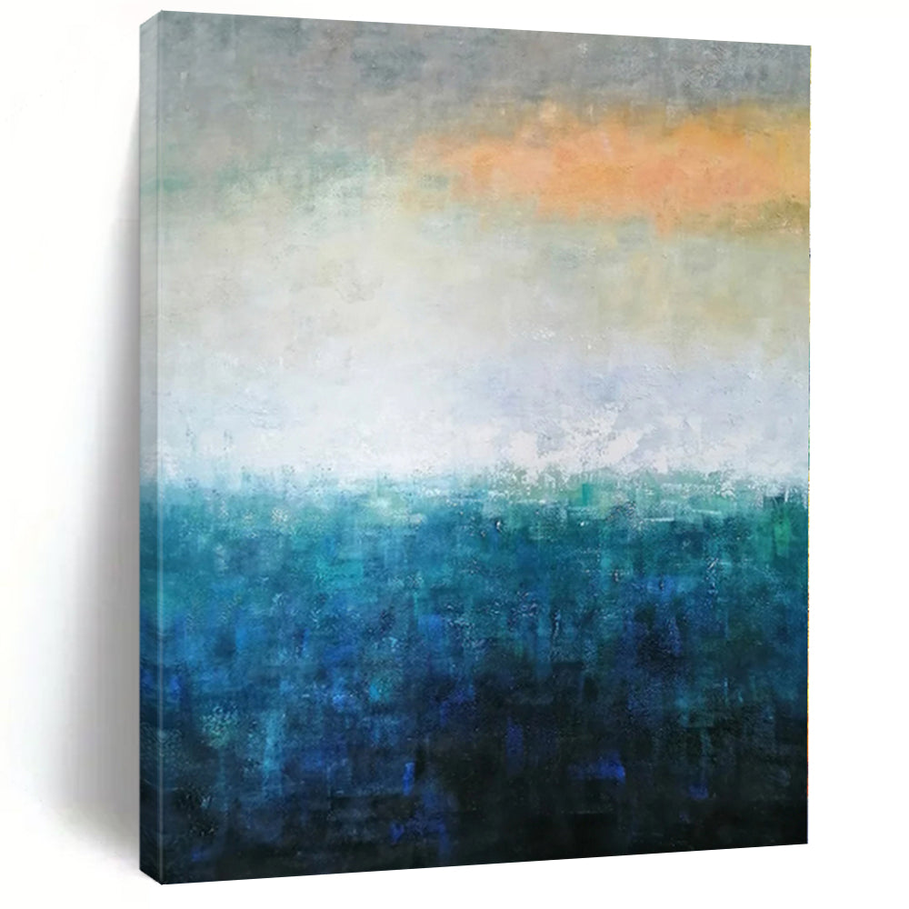 Massive Blue - Orange Abstract Horizon Acrylic for Beach House Living Room & Relaxing Spa LargeART0346