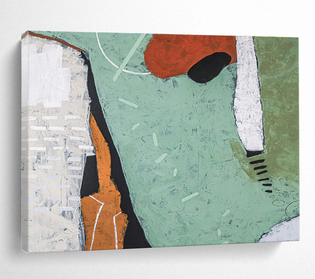 Earthy - Toned Abstract Painting on Canvas: Organic - Shaped Abstraction DKH576