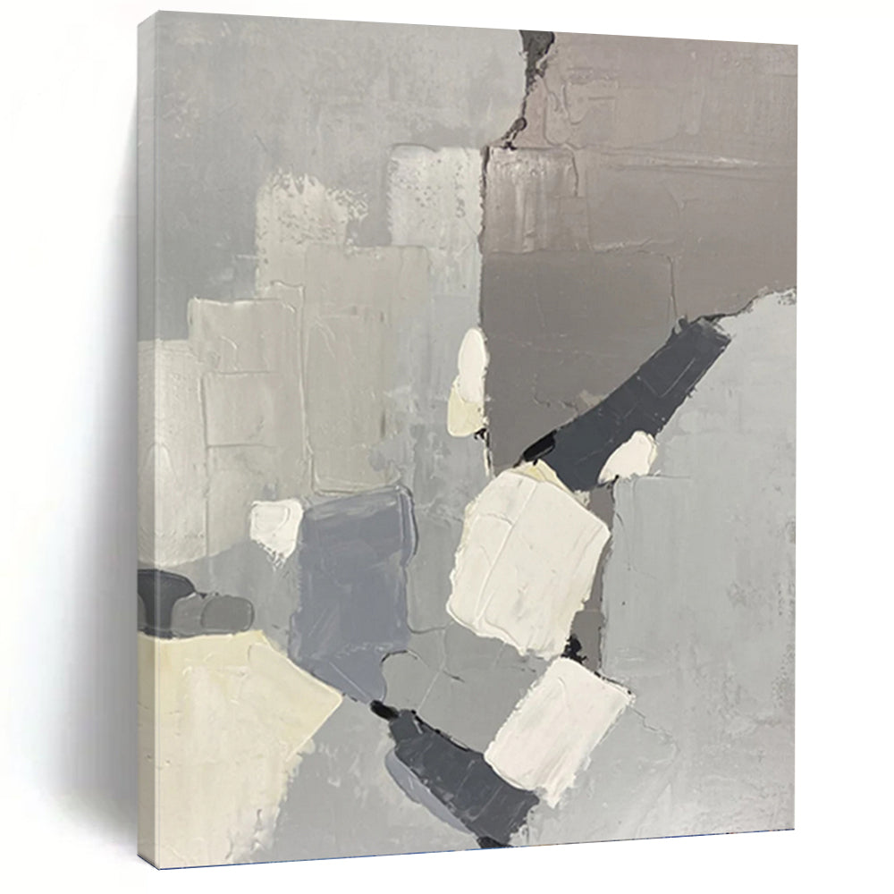 “Grey - Toned Geometric Abstract” - Minimalist Abstract Art on Canvas DKH1586
