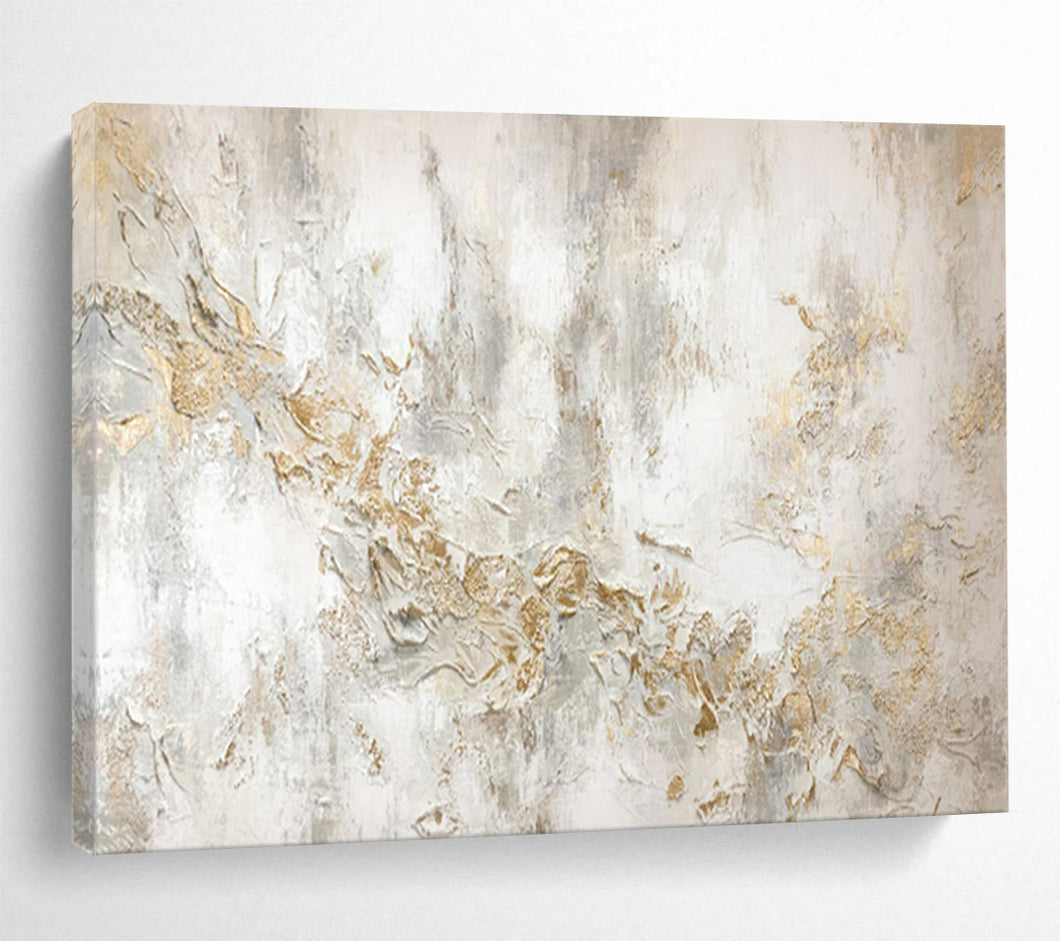Hand - painted Generous - sized White and Gold Textured Art Acrylic Art for Luxury Living Spaces LargeART1772