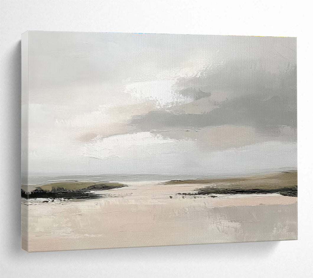 Minimalist Coastal Abstract Painting for Beach House & Serene Study DKH243