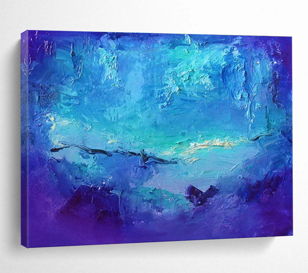 Blue Abstract Painting on Canvas - “Ocean Depths” DKH720