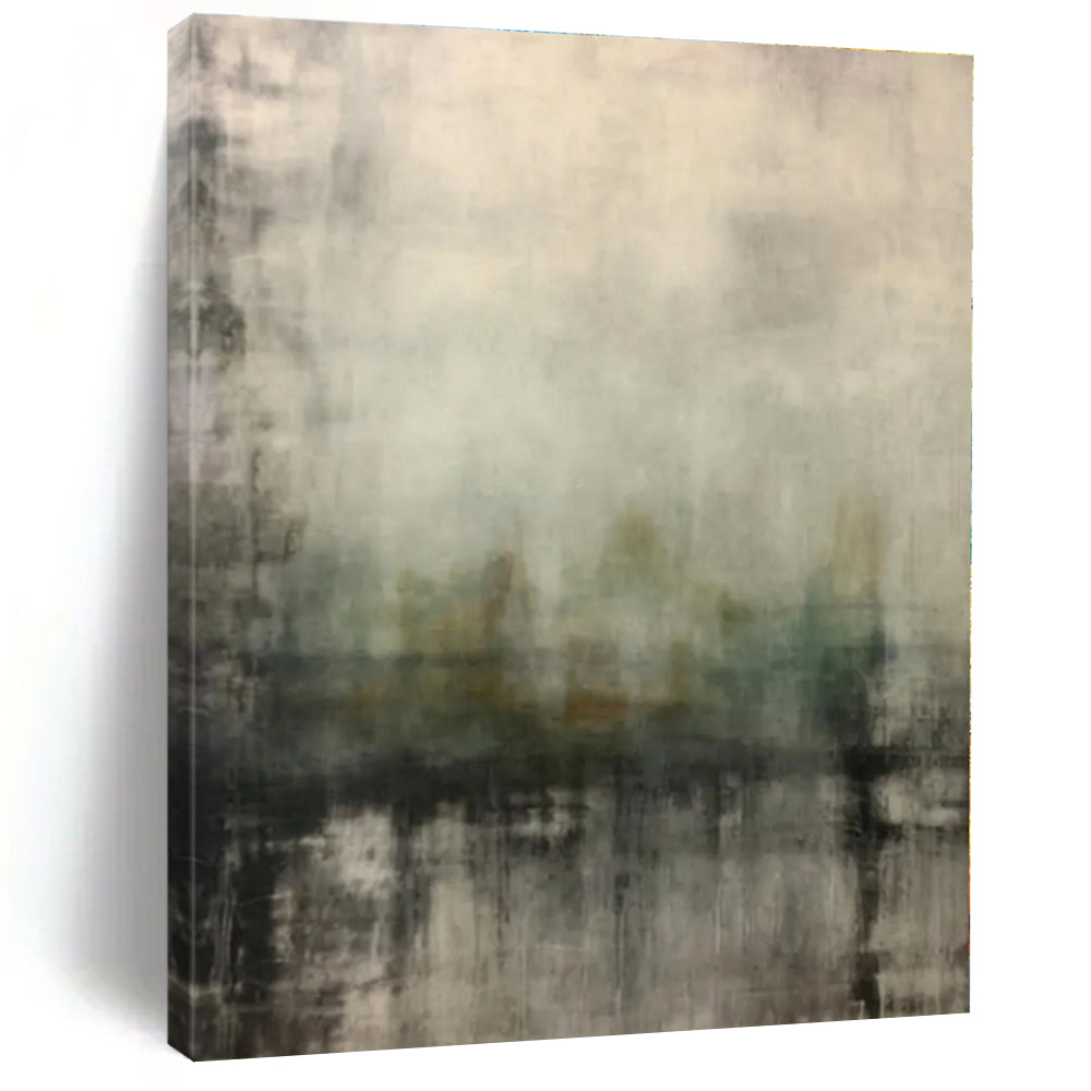 Large - Scale Misty Abstract Landscape Art for Meditation Room & Dreamy Bedroom LargeART0528