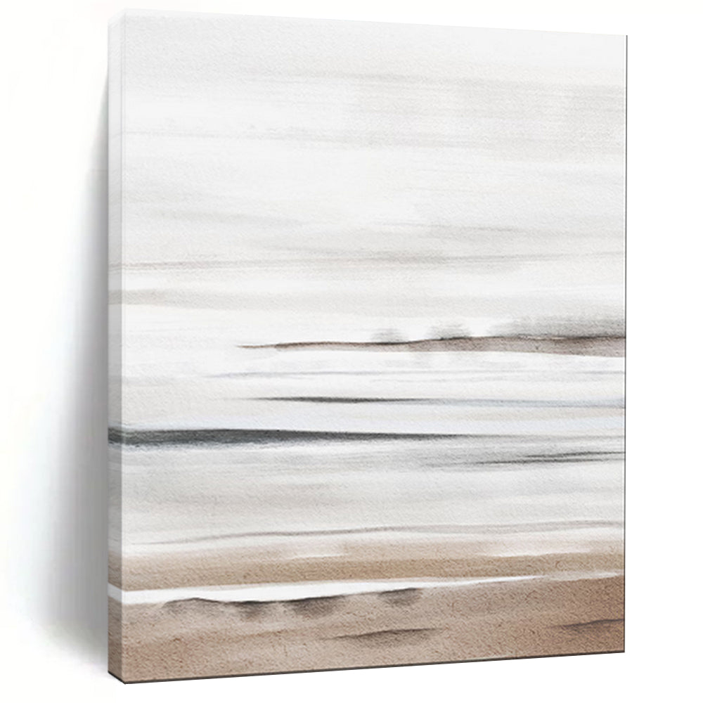 Gray & White Abstract Beach Watercolor Art, Perfect for Coastal Living Room & Relaxing Sunroom LargeART2064