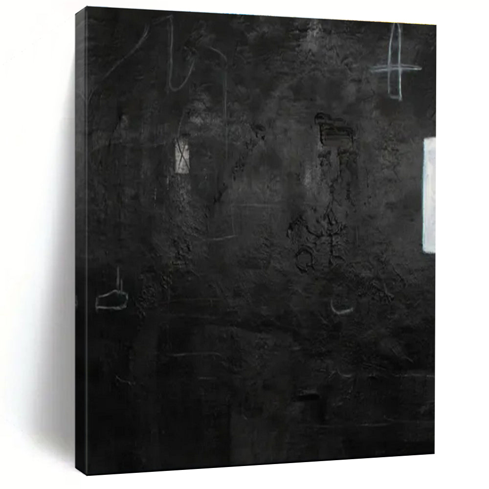 Dark Textured Abstract Painting, Suited for Moody Lounge & Contemporary Art Space LargeART1416