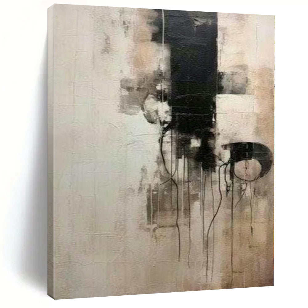 Large - Format Hand - painted Black and White Dripping Abstraction Acrylic Art for Edgy - Style Studios LargeART0251